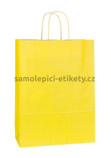 Papírová taška 32x13x42 cm s kroucenými papírovými držadly, žlutá