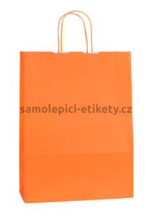 Papírová taška 23x10x32 cm s kroucenými papírovými držadly, oranžová