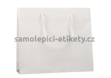 Papírová taška 32x10x27,5 cm s bavlněnými držadly, bílá lesklá