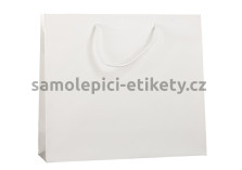 Papírová taška 38x13x31 cm s bavlněnými držadly, bílá lesklá