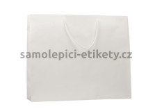 Papírová taška 54x14x44,5 cm s bavlněnými držadly, bílá lesklá