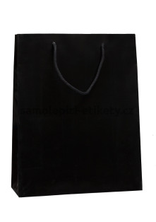 Papírová taška 25x11x31 cm s bavlněnými držadly, černá lesklá