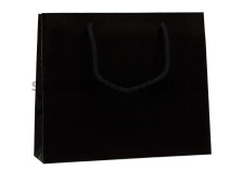 Papírová taška 32x10x27,5 cm s bavlněnými držadly, černá lesklá