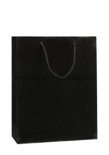 Papírová taška 32x13x40 cm s bavlněnými držadly, černá lesklá