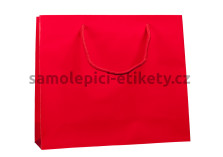 Papírová taška 32x10x27,5 cm s bavlněnými držadly, červená lesklá
