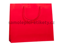 Papírová taška 38x13x31 cm s bavlněnými držadly, červená lesklá