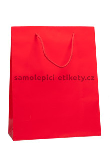 Papírová taška 32x13x40 cm s bavlněnými držadly, červená lesklá