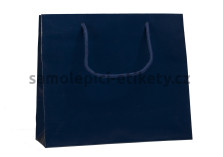 Papírová taška 32x10x27,5 cm s bavlněnými držadly, modrá lesklá