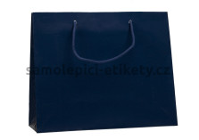 Papírová taška 38x13x31 cm s bavlněnými držadly, modrá lesklá