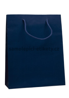 Papírová taška 32x13x40 cm s bavlněnými držadly, modrá lesklá
