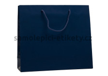 Papírová taška 42x13x37 cm s bavlněnými držadly, modrá lesklá