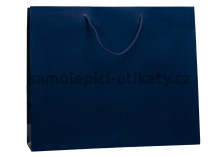 Papírová taška 54x14x44,5 cm s bavlněnými držadly, modrá lesklá