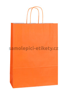 Papírová taška 32x13x42 cm s kroucenými papírovými držadly, oranžová