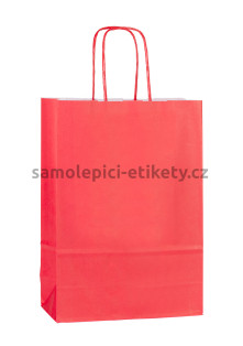 Papírová taška 18x8x25 cm s kroucenými papírovými držadly, červená
