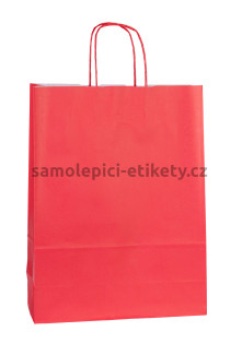 Papírová taška 26x11x34,5 cm s kroucenými papírovými držadly, červená