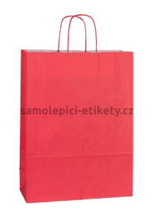 Papírová taška 32x13x42 cm s kroucenými papírovými držadly, červená