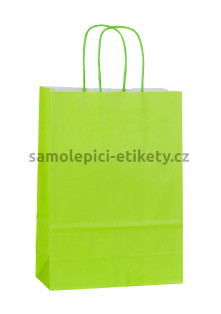Papírová taška 18x8x25 cm s kroucenými papírovými držadly, zelená