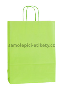 Papírová taška 23x10x32 cm s kroucenými papírovými držadly, zelená