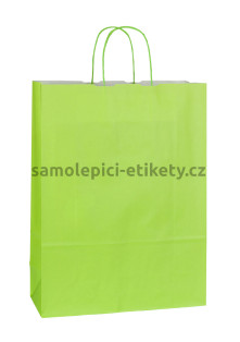 Papírová taška 32x13x42 cm s kroucenými papírovými držadly, zelená