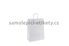 Papírová taška 26x12x34 cm s kroucenými papírovými držadly, bílá