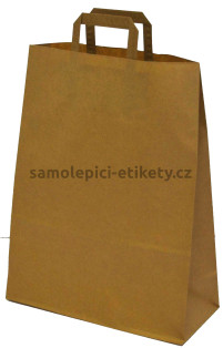 Papírová taška 32x14x42 cm s plochými papírovými držadly, přírodní