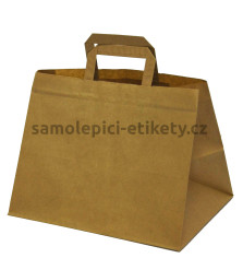 Papírová taška 31,5x21,5x24,5 cm s plochými papírovými držadly, přírodní