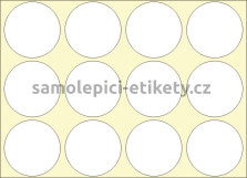 Etikety na archu, kruh průměr 35 mm bílé, malé archy
