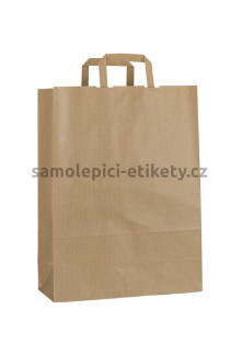 Papírová taška 32x13x42,5 cm s plochými papírovými držadly, přírodní rýhovaná