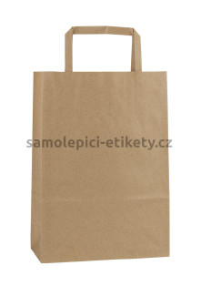 Papírová taška 18x8x25 cm s plochými papírovými držadly, přírodní, recyklovaný papír