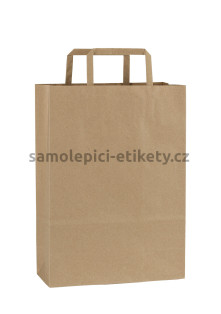 Papírová taška 23x10x32 cm s plochými papírovými držadly, přírodní, recyklovaný papír