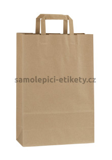 Papírová taška 26x11x38 cm s plochými papírovými držadly, přírodní, recyklovaný papír