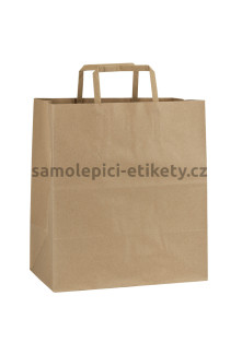 Papírová taška 26x16x29 cm s plochými papírovými držadly, přírodní, recyklovaný papír