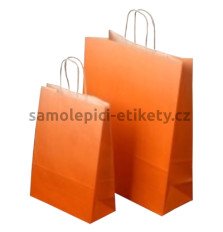 Papírová taška 32x13x28 cm, s krouceným uchem, oranžová (uvnitř bílá)