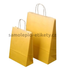 Papírová taška 18x8x20 cm, s krouceným uchem, žlutá (uvnitř bílá)