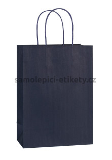 Papírová taška 20x10x28 cm s kroucenými papírovými držadly, modrá