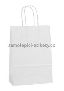 Papírová taška 18x8x25 cm s kroucenými papírovými držadly, bílá