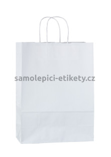 Papírová taška 23x10x32 cm s kroucenými papírovými držadly, bílá