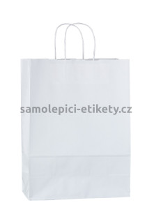 Papírová taška 26x11x34,5 cm s kroucenými papírovými držadly, bílá