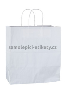 Papírová taška 32x19x34 cm s kroucenými papírovými držadly, bílá