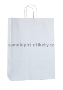 Papírová taška 32x13x42,5 cm s kroucenými papírovými držadly, bílá