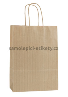 Papírová taška 18x8x25 cm s kroucenými papírovými držadly, přírodní rýhovaná