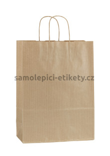 Papírová taška 26x11x34,5 cm s kroucenými papírovými držadly, přírodní rýhovaná