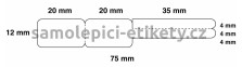 Etikety na kotouči 75x12 mm bílé, zlatnické, lesklé polyetylenové (40/1000)