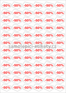 Etikety PRINT 31,7x24,1 mm bílé (balení 100xA4), tvar oktagon, červený potisk -50%